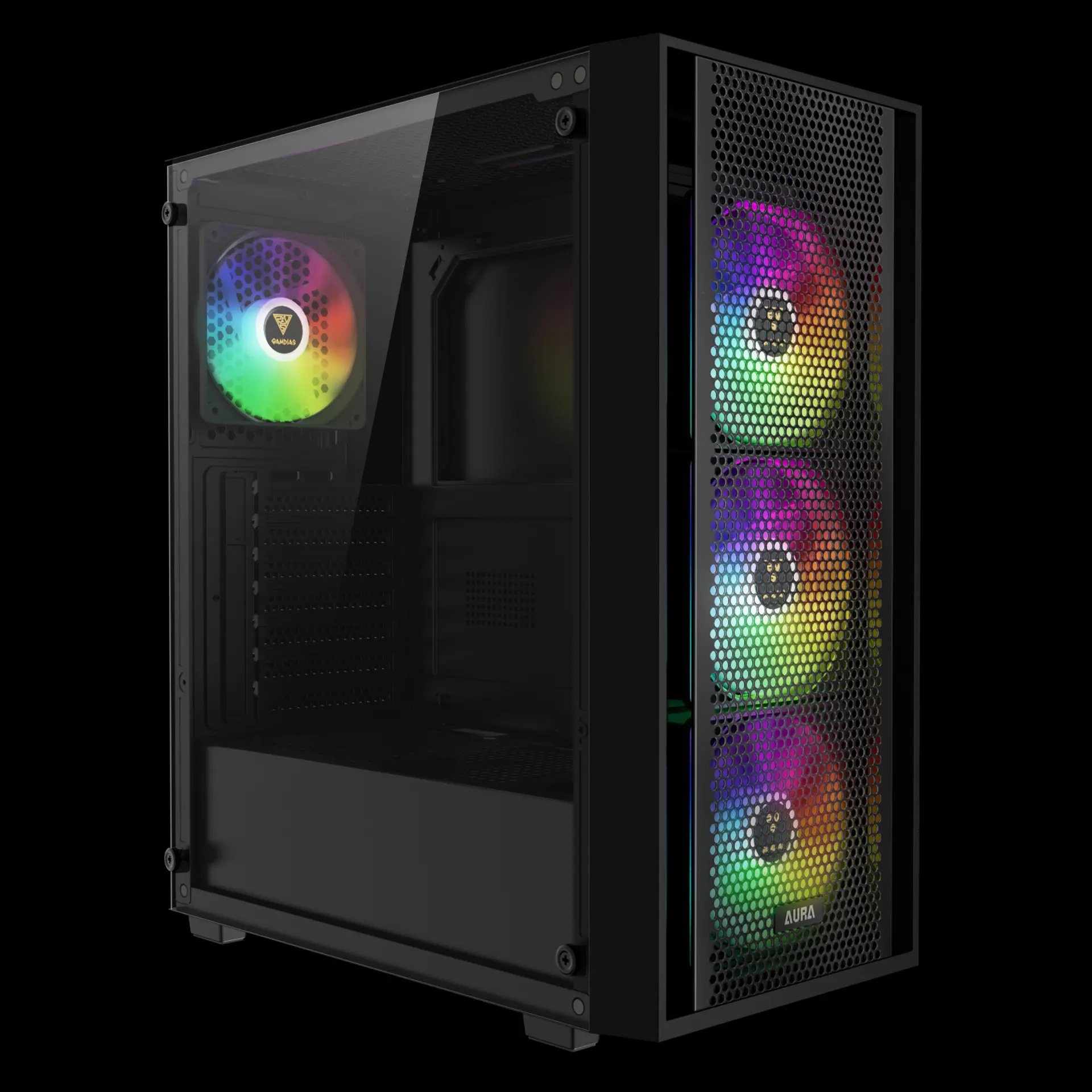 ◇ ガンディアス GAMDIAS PCケース AURA GC2 ELITE ARGB ブラック 2000-5005 AURA GC2 ELITE Mid-Tower Case | GAMDIAS