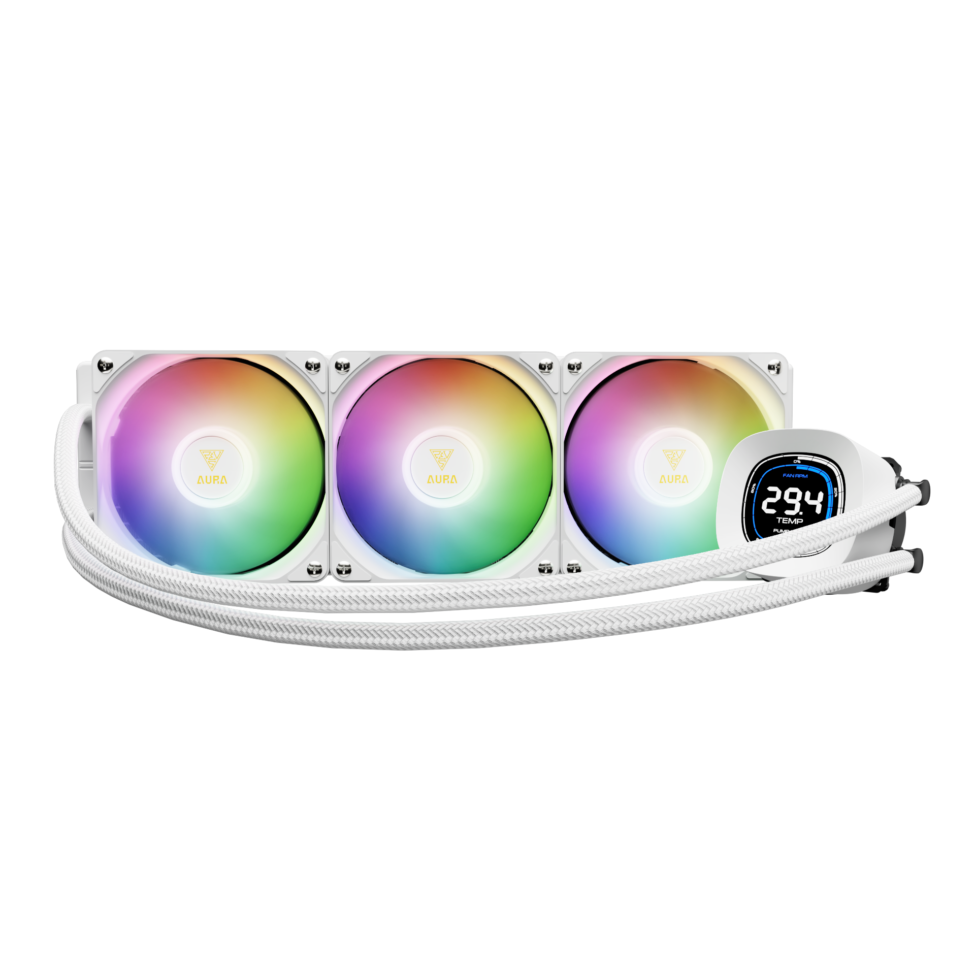 GAMDIAS 360mm 簡易水冷 AURA GL360 V2 ARGB 白 AURA GL360 V2 AGRB Liquid Cooler | GAMDIAS
