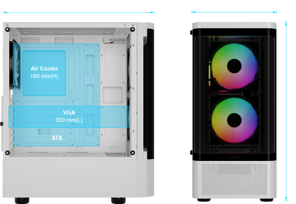 TALOS E3 CG WH Mid Tower Case | GAMDIAS