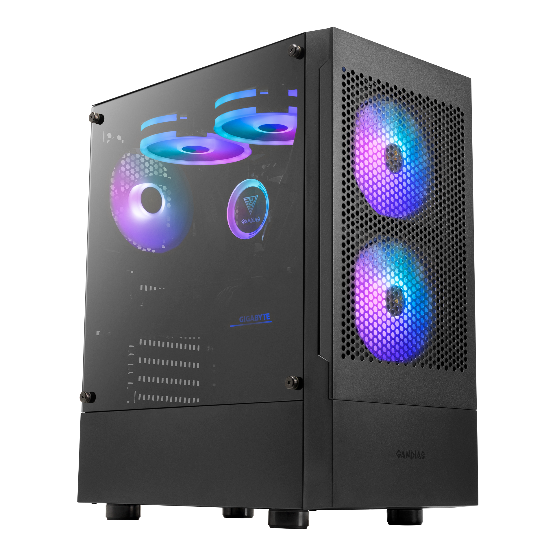  GAMDIAS White RGB Gaming ATX Mid Tower Computer PC