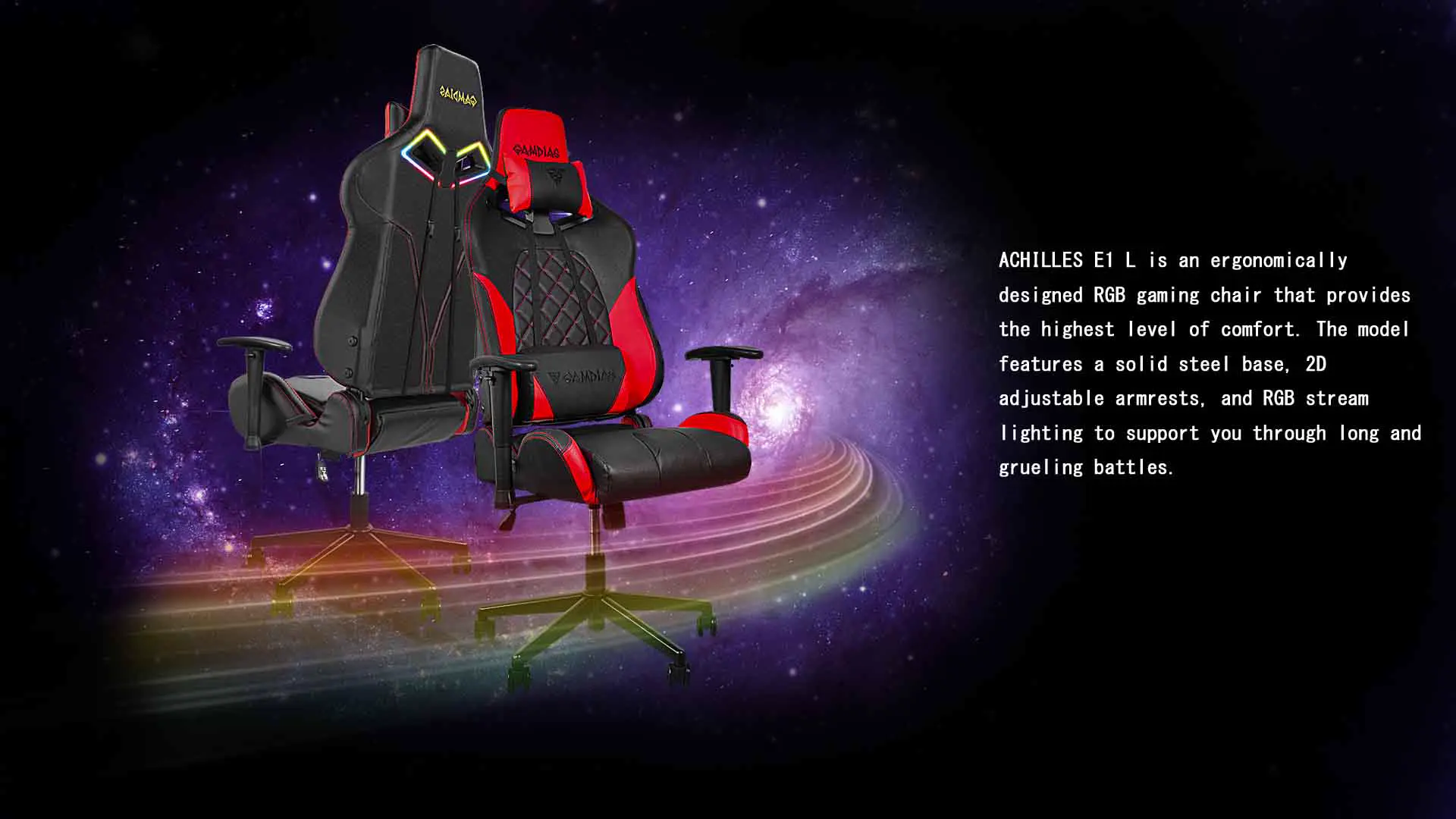 כיסא גיימרים מואר Achilles E1 L&nbsp;מבית Gamdias