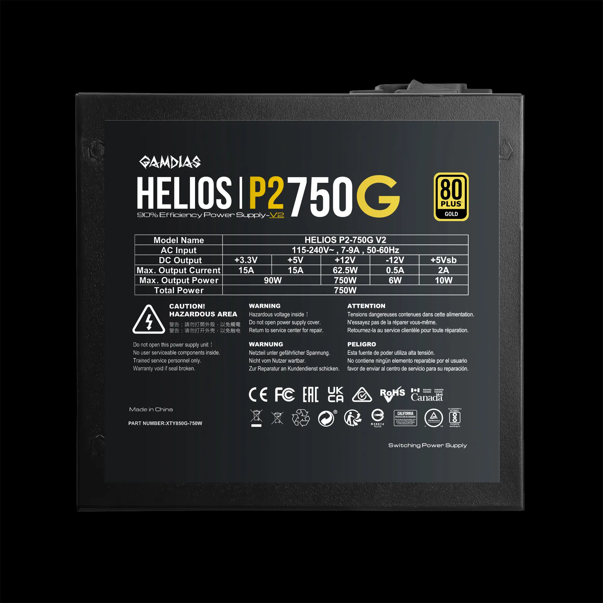 HELIOS P2-750G V2 80 PLUS Gold Power Supply | GAMDIAS