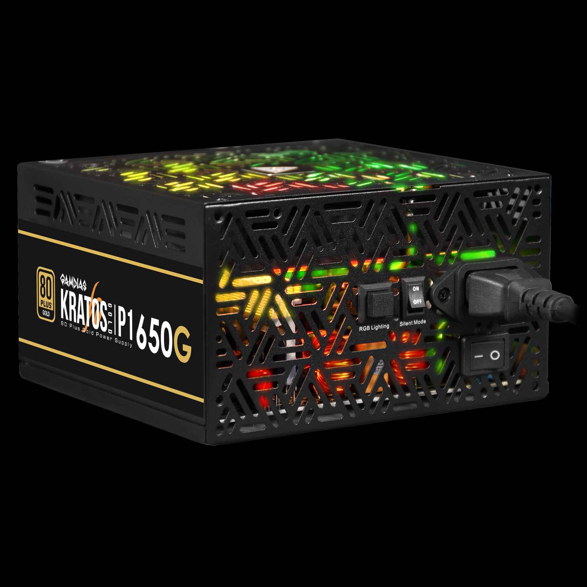 650W GD650S ATX Gaming PC Fuente de alimentación 80+ Fuente de alimentación  de bronce PSU no modular Cables negros planos Ventilador LED RGB