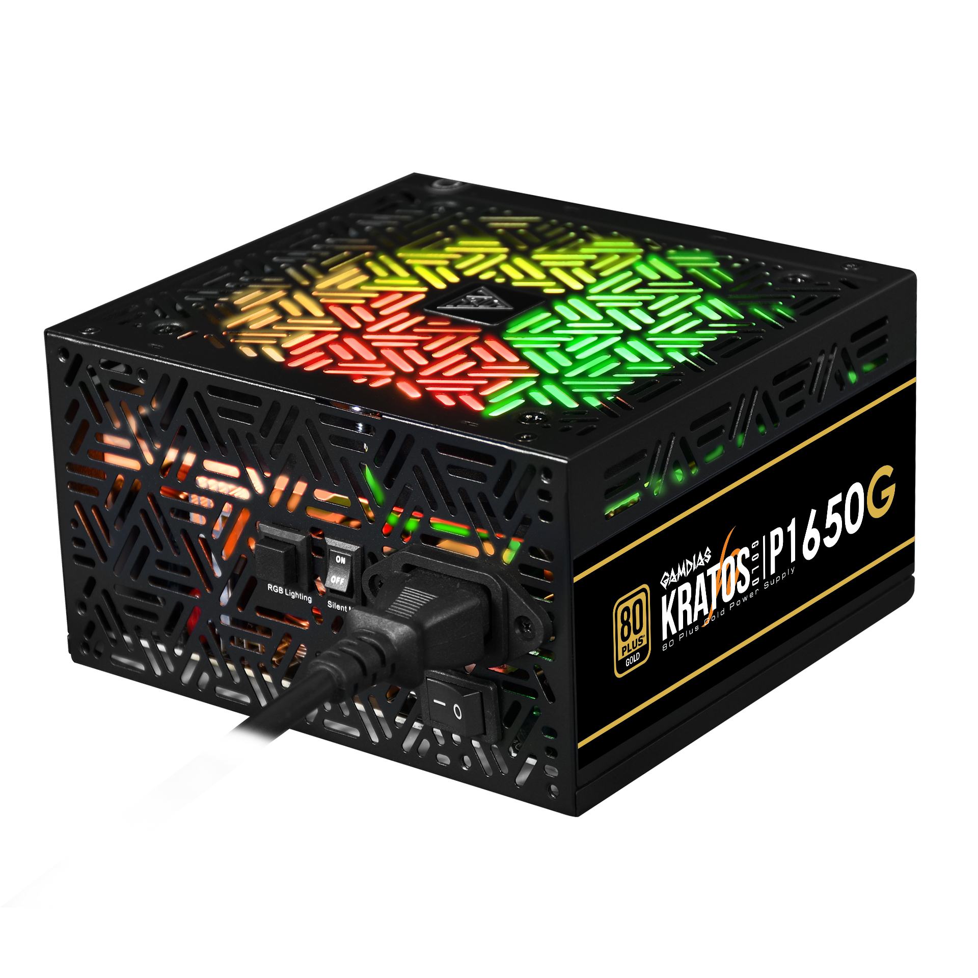 650W GD650S ATX Gaming PC Fuente de alimentación 80+ Fuente de alimentación  de bronce PSU no modular Cables negros planos Ventilador LED RGB